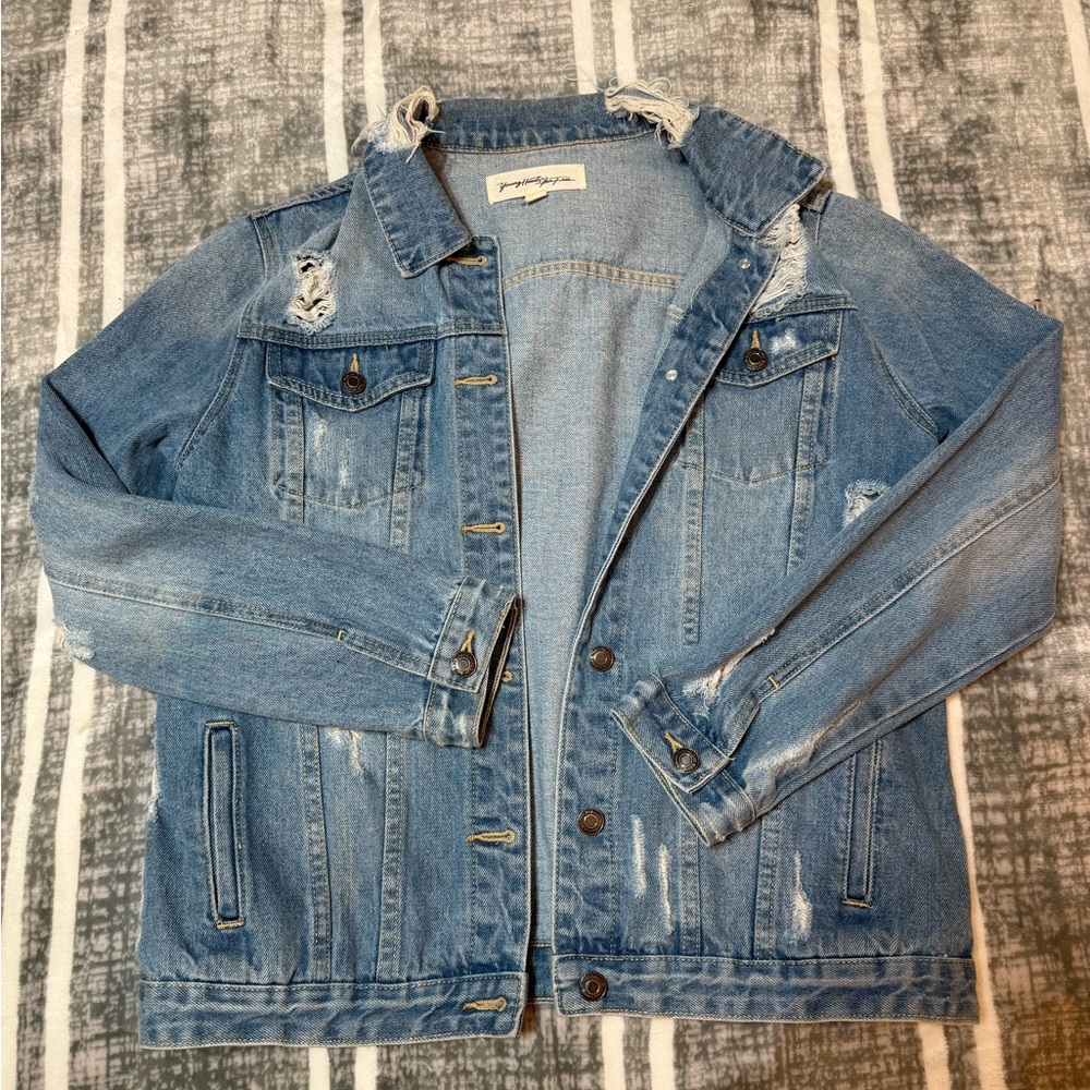 Forever 21 Light Blue Distressed Jacket